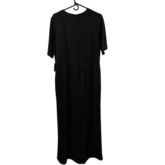 Eloquii Black Jumpsuit Wide Leg Size 16 Side Pockets Key Hole Front - Picture 7 of 12